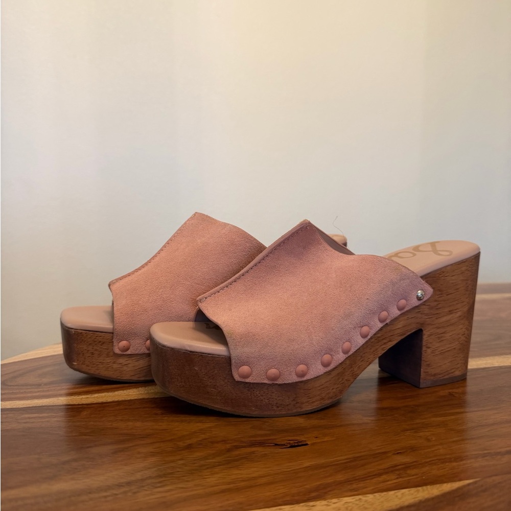 Sam Edelman Pink Suede Platform Mules